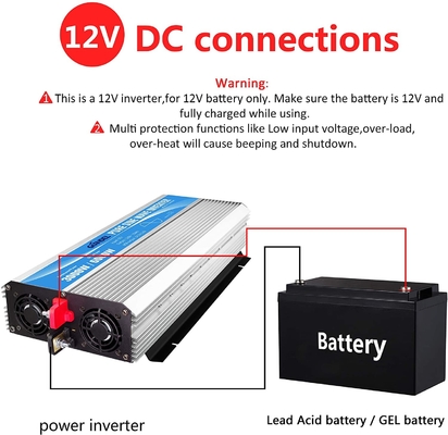 3000W نقية شرط لموجة السلطة العاكس DC12V إلى AC120V مع جهاز التحكم عن بعد