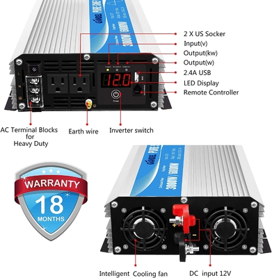 3000W نقية شرط لموجة السلطة العاكس DC12V إلى AC120V مع جهاز التحكم عن بعد