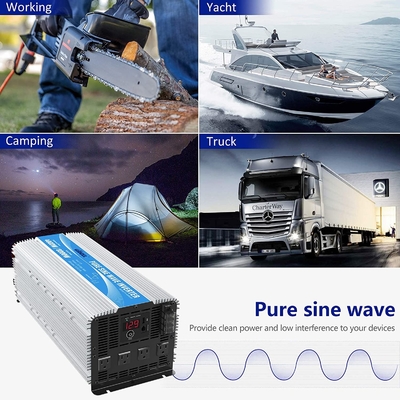 الثقيلة 12V 2.4A عاكس الطاقة الشمسية الهجين LED 4000W محض موجة جيبية عاكس الطاقة