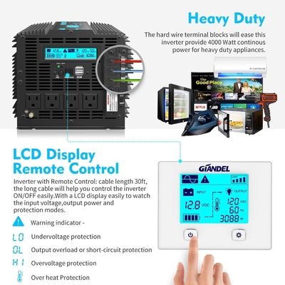 DC24V الهجين الشمسية العاكس Giandel 4000W الثقيلة النقي موجة جيبية عاكس الطاقة