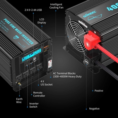 DC24V الهجين الشمسية العاكس Giandel 4000W الثقيلة النقي موجة جيبية عاكس الطاقة